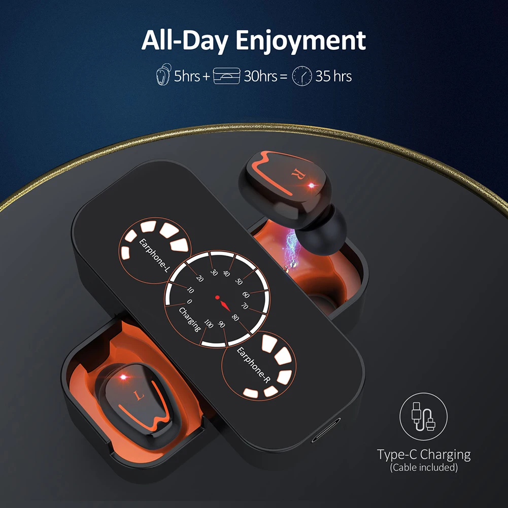 V1 TWS Bluetooth V5.0 Wireless Headset with HiFi Microphone LED Power Display | Электроника