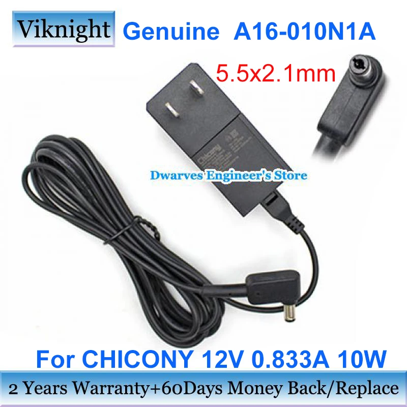 

Genuine 12V 0.833A 10W AC Adapter CHICONY A16-010N1A Power Supply US Plug A010R006L 5.5 x 2.5mm Laptop Charger