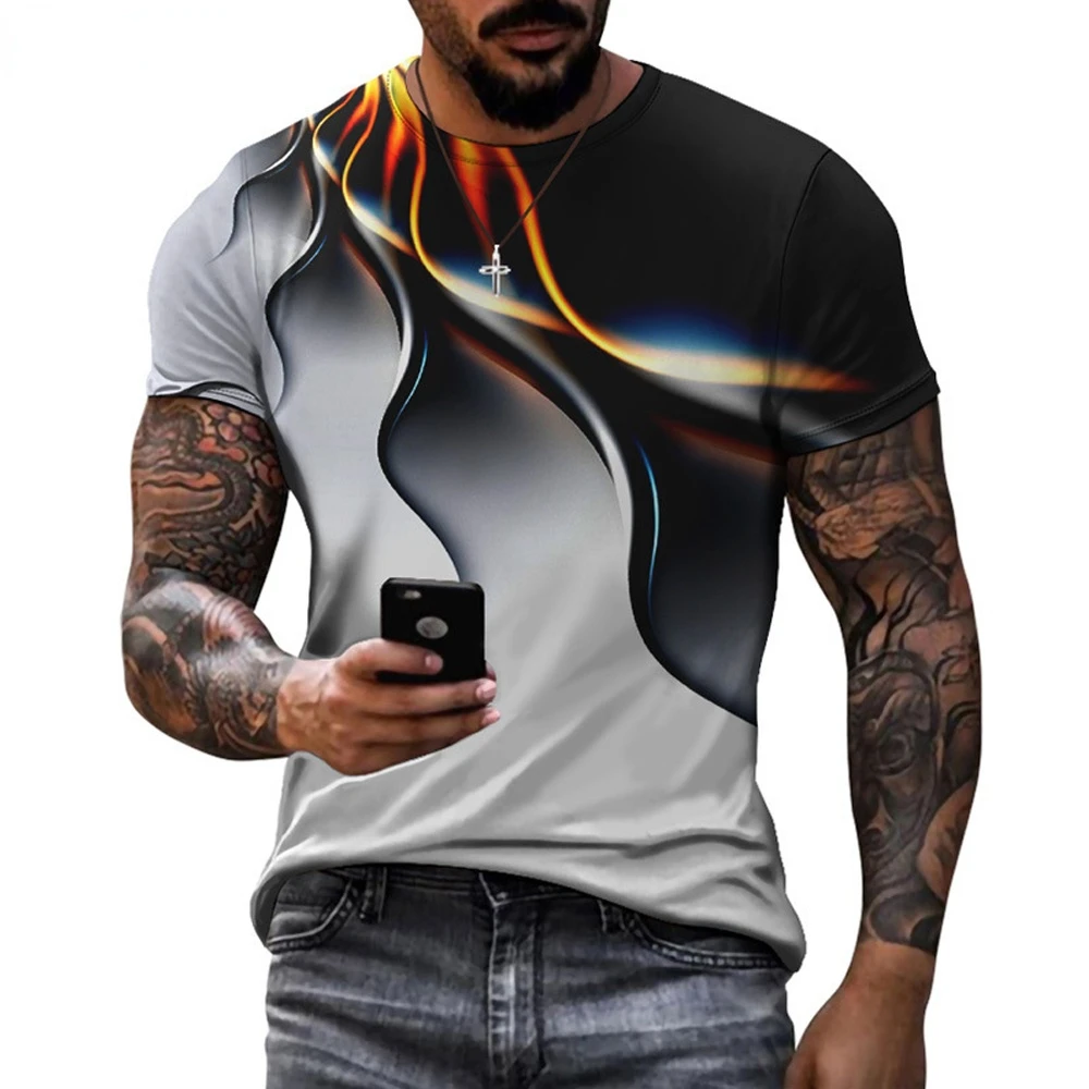 

2021 summer men's 3D printed T-shirt new cool young people casual street style short-sleeved wild fashion personality shirt