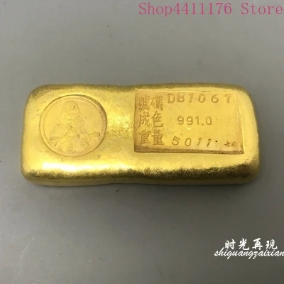 Jingfu qianzu Чистая латунь с покрытием слиток Золотой стержень ремесла Золотая монета