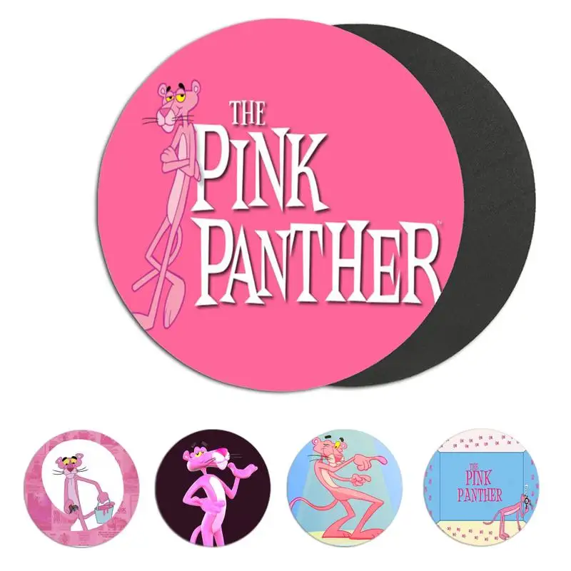 

RuiCaiCa Pink Panther Unique Desktop Pad Game Mousepad Anti-Slip Laptop PC Notebook 22x22cm Circular Mouse Mat