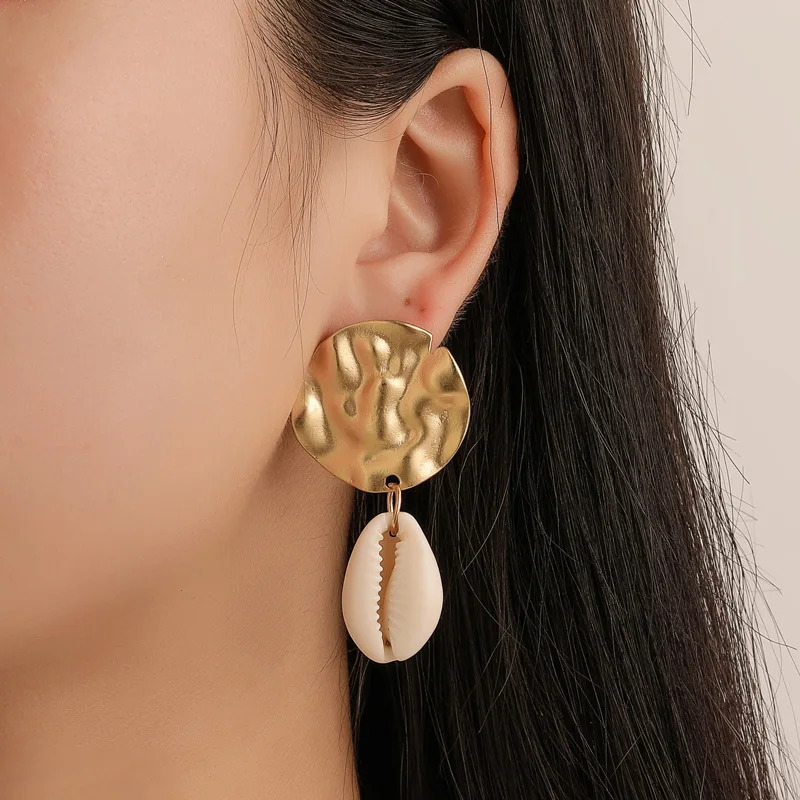 

Bohemian Natural Sea Shell Drop Earrings For Women 2019 Fashion Statement Gold Cowrie Pendant Dangle Earring Boho Ladies Jewelry