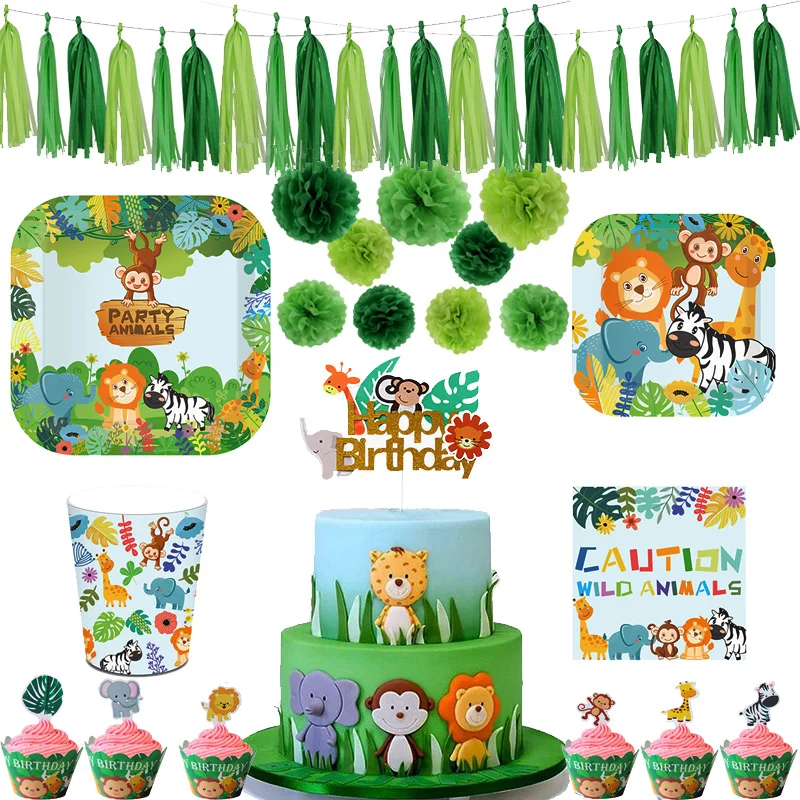 Одноразовая посуда для вечерние в джунглях украшение дня рождения Детский