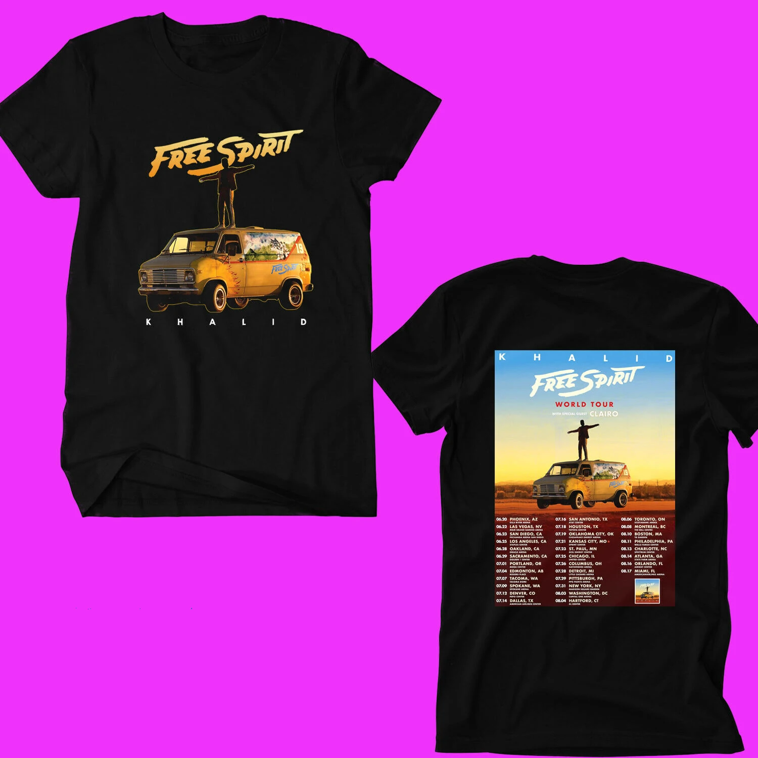 

Khalid Free Spirit N.America Tour 2020 Black T-Shirt Men T Shirt Men Loose Size T Shirt T-Shirt Male Hipster Tops