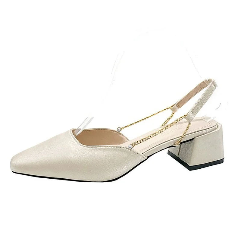 

Clear Heels Retro Woman Shoes 2021 Sandals Suit Female Beige Med All-Match Original Comfort New Closed Black Medium Summer Fash