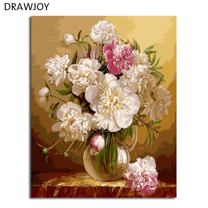 

Набор для рисования по номерам на холсте Цветы, с рамкой