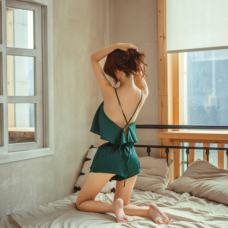 

Satin Cami Pajama Shorts Set Women Sexy Sleepwear Summer Night Suit V-Neck Pyjamas Sleeveless Cute Cami Top and Shorts