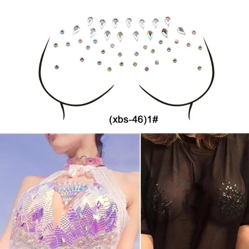 Грудь и камнями кластера временные самоклеющиеся тату Diamond Стикеры|Временные