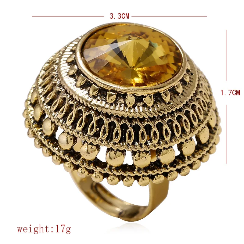 Кольцо регулируемое под старину для мужчин и женщин крупное украшение золото в