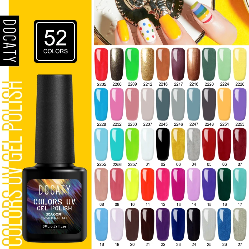 Docaty 8 мл 52 Цвета набор для дизайна ногтей гибридный гвоздь лак маникюра