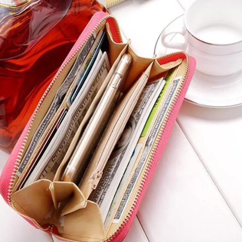 

Womens Wallets Purses Plaid PU Leather Bowknot Long Wallet Hasp Phone Bag Money Coin Pocket Card Holder Female Wallet Purse