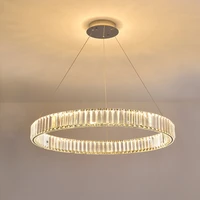 modern luxury round stainless steel crystal led chandelier nordic goldsilver single ring ring chandelier restaurant chandelier