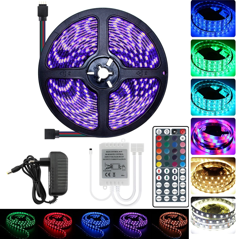 RGB RGBW RGBWW 5 м 10 15 светодиодный ленточный светильник 12 в 5050 черный водонепроницаемый