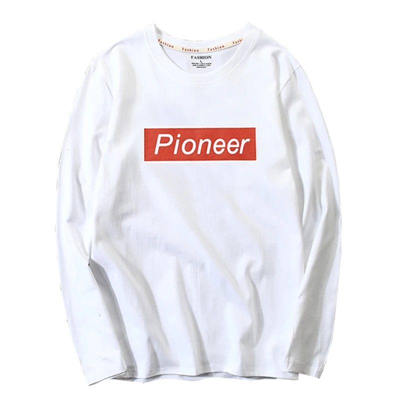 Футболка мужская с длинным рукавом Уличная брендовая одежда круглый вырез Плюс