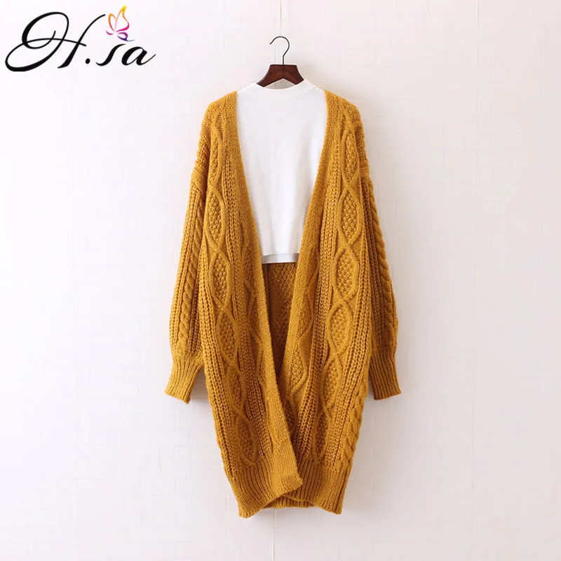 

Hsa 2020 Women Long Cardigans Autumn Winter Open Stitch Poncho Knitting Sweater Cardigans V neck Oversized Cardigan Jacket Coat