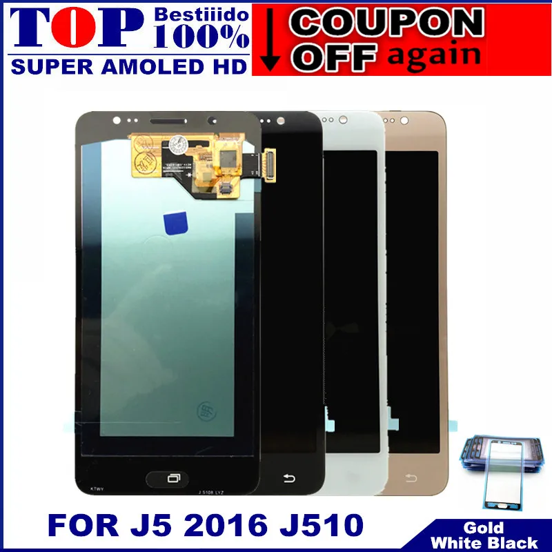 Для Samsung Galaxy J5 2016 j510 J510F J510M J510FN AMOLED ЖК дисплей сенсорный дигитайзер экран с