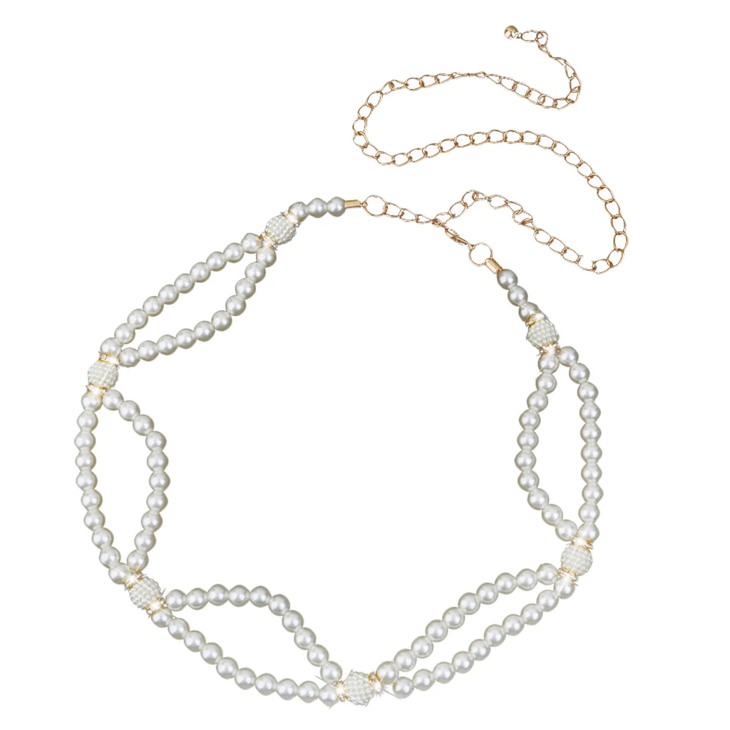 

2 ряда жемчужный горный хрусталь пояс тело живота Талия цепь бикини пляж