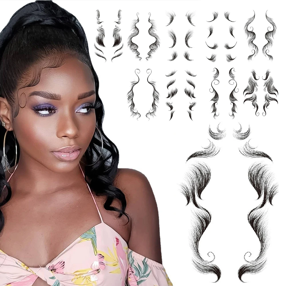 

New 10 Styles Baby Hair Temporary Tattoos Sticker DIY Natural Curly Hair Edges Longlasting Waterproof Template Hair Accessories