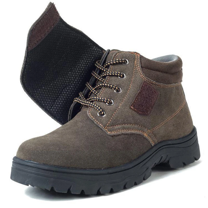 2019 new welding shoes anti-smash anti-stab safety anti-spark splash hot leather non-slip wear-resistant work | Обувь