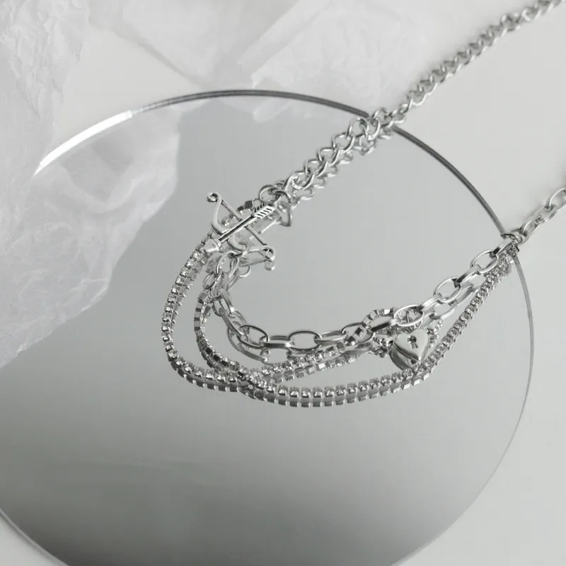 

POTCET Women's Stainless Steel Cupid's Arrow Titanium Steel Necklace Clavicle Chain Geometric Fashion Hip Hop Party Jewelry