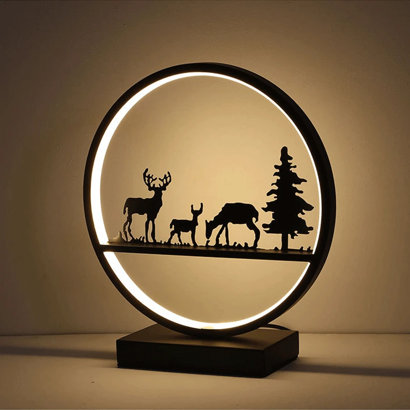 

Круглая настосветодиодный светодиодная лампа, современный декоративный светильник для дома, прикроватный ночник для спальни, гостиной, 15 В...