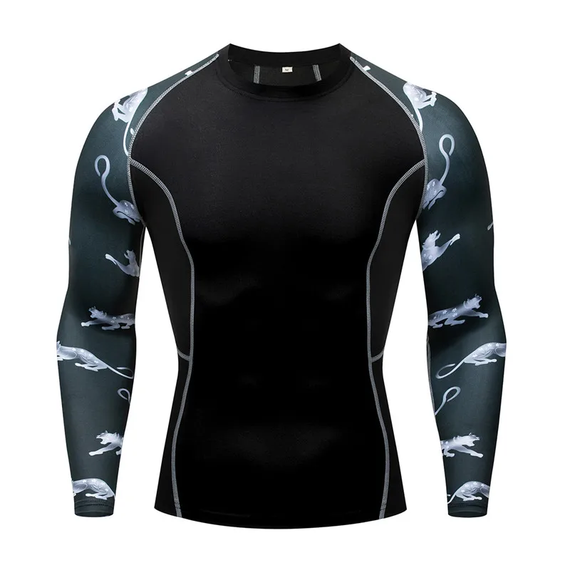 Мужская компрессионная рубашка Рашгард облегающие для тренировок футболка с