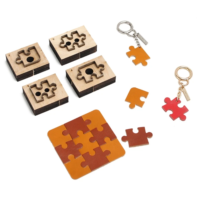 

4Pcs Puzzle Wooden Die Cutting Leather Mold Jigsaw Puzzle Cutting Mold Scrapbook Embossing Jewelry DIY Leather Crafts