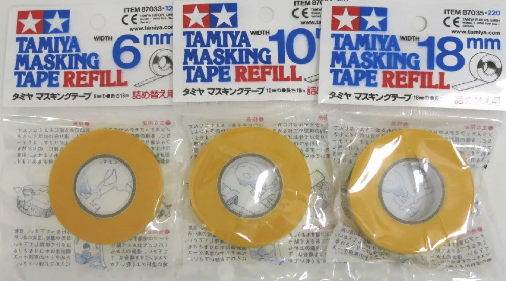 Tamiya малярная лента 6 мм-10 мм-18 мм заправки 3 рулона 87033-87034-87035 заправки