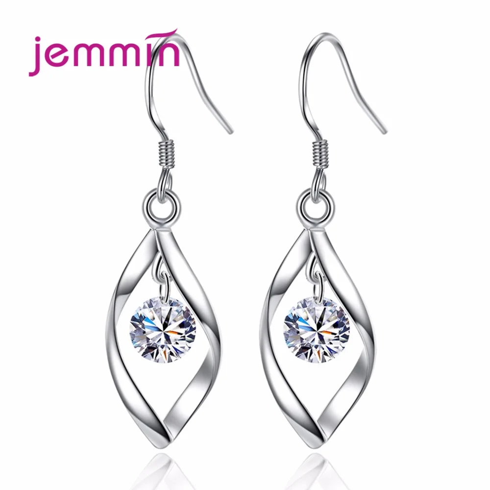 

925 Sterling Silver Drop Earrings Cute Romantic Style Austrian Cubic Zirconia Women Girls Party Engagement Wholesale