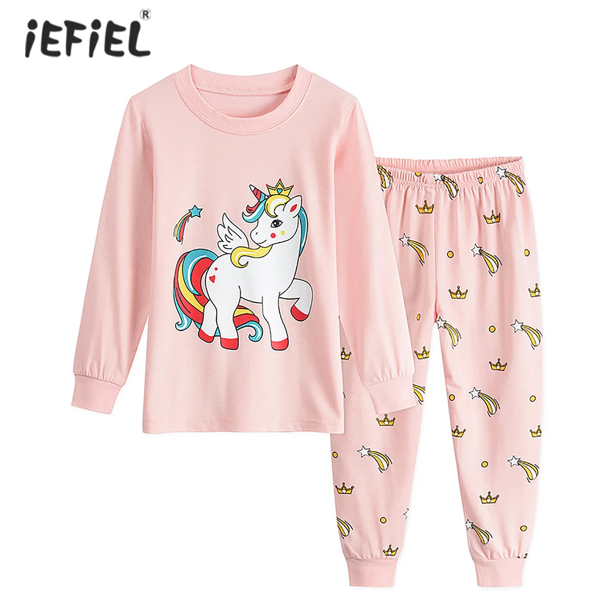 

Girls Pajamas Set Spring Autumn Cotton Kids Sleepwear Suit Long Sleeve Cute Cartoon T-shirt Tops Pants Children Casual Homewear