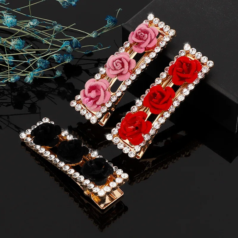 Стразы заколка для волос Аллигатор роза цветок Утконос с кристаллами