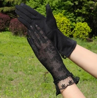 sexy summer women uv sunscreen short sun female gloves fashion ice silk lace driving of thin touch screen lady gloves 27cm