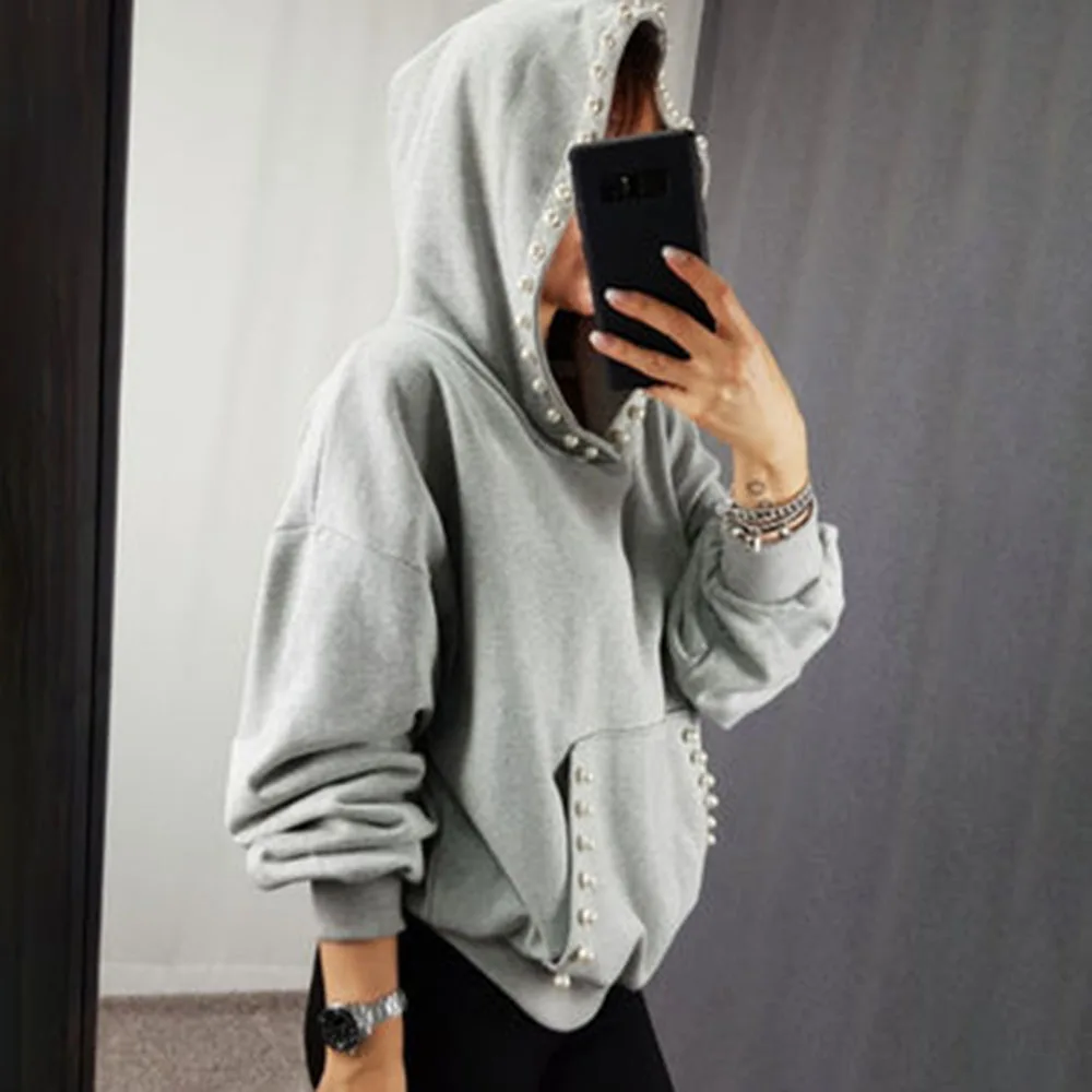 Худи женское однотонное с капюшоном элегантный однотонный деловой топ в