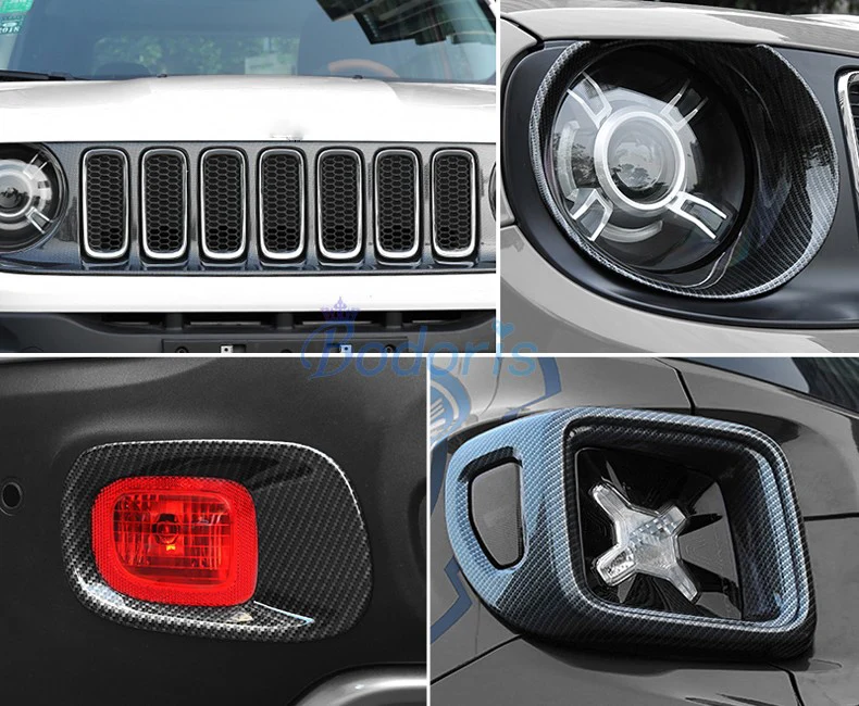 Для Jeep Renegade углеродное волокно цветной светильник противотуманная фара
