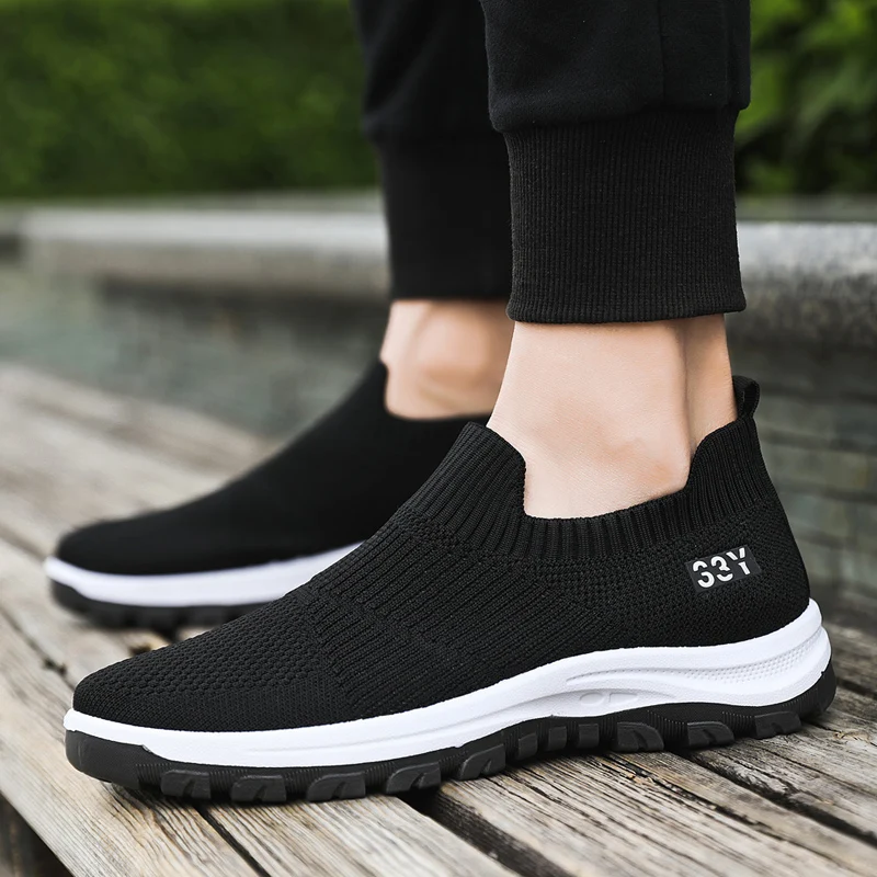 SALUDAS Men'S Running Shoes Fashion Walking Shoes Ultra Lightweight Athletic Casual Gym Breathable Knit Slip On Sneakers