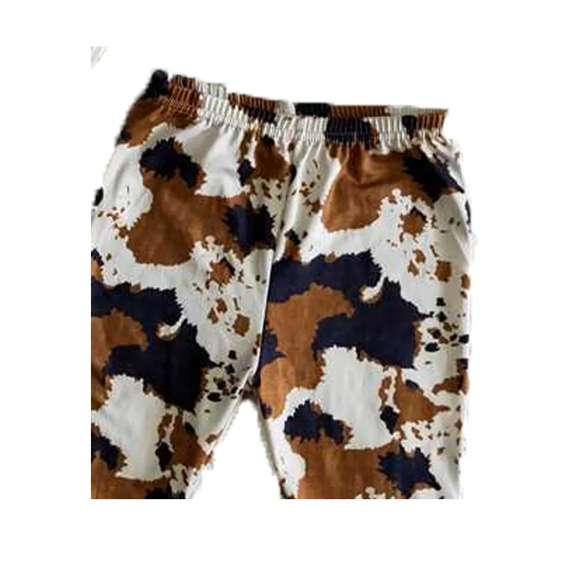 

New Baby Girls Clothes Cow Print Short Sleeve Long Bell-Bottom Pants Toddler Kids Wear