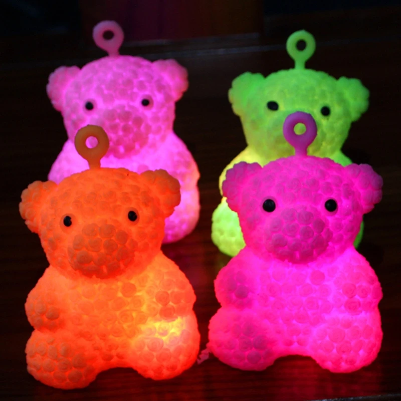 

97BE Light Up Halloween Toys Glowing Bears for Kids Play in the Dark with LED Lights Pinch Gifts Relieve Boredom