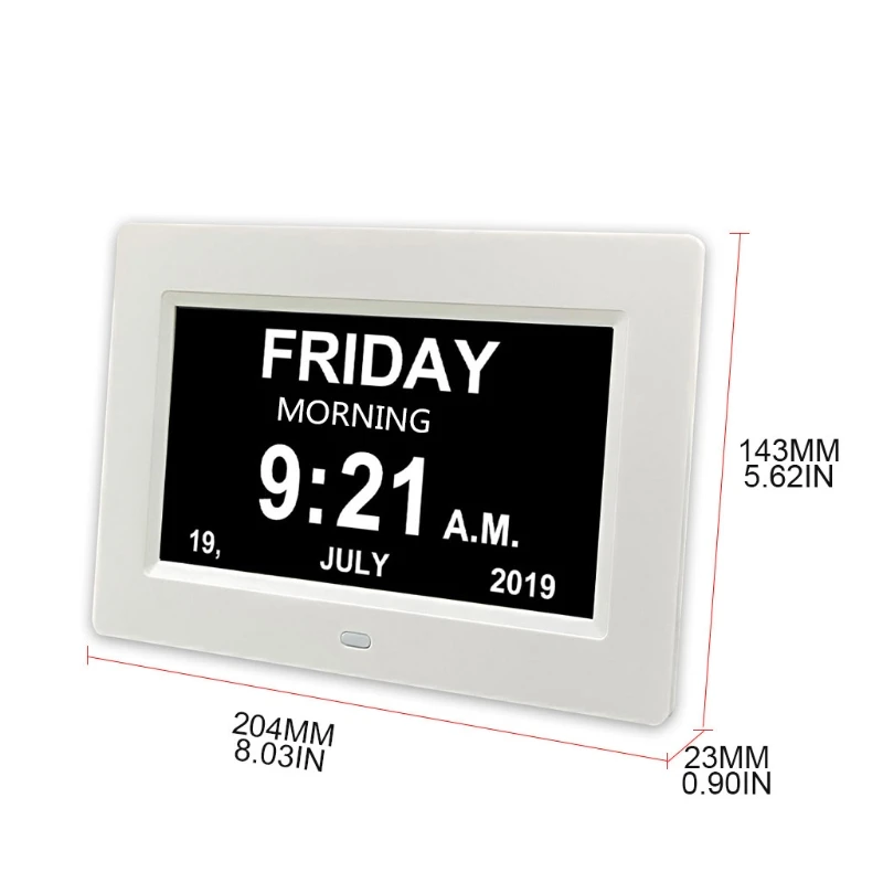 

7 "Inch Digital Clock Calendar with Oversized Font Date Day Reminder for Elderly and Children Auto Dimming 9 Languages