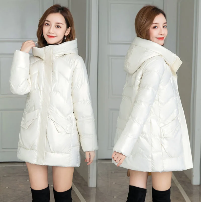 

Beardon Winter 2021 New Parkas Women Korean Mid-Length Loose Glossy Down Cotton Padded Jacket
