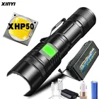 Мощный светодиодный фонарик XHP50, светодиодный заряжаемый фонарь с 5 режимами работы и аккумулятором 26650, люмен, USB