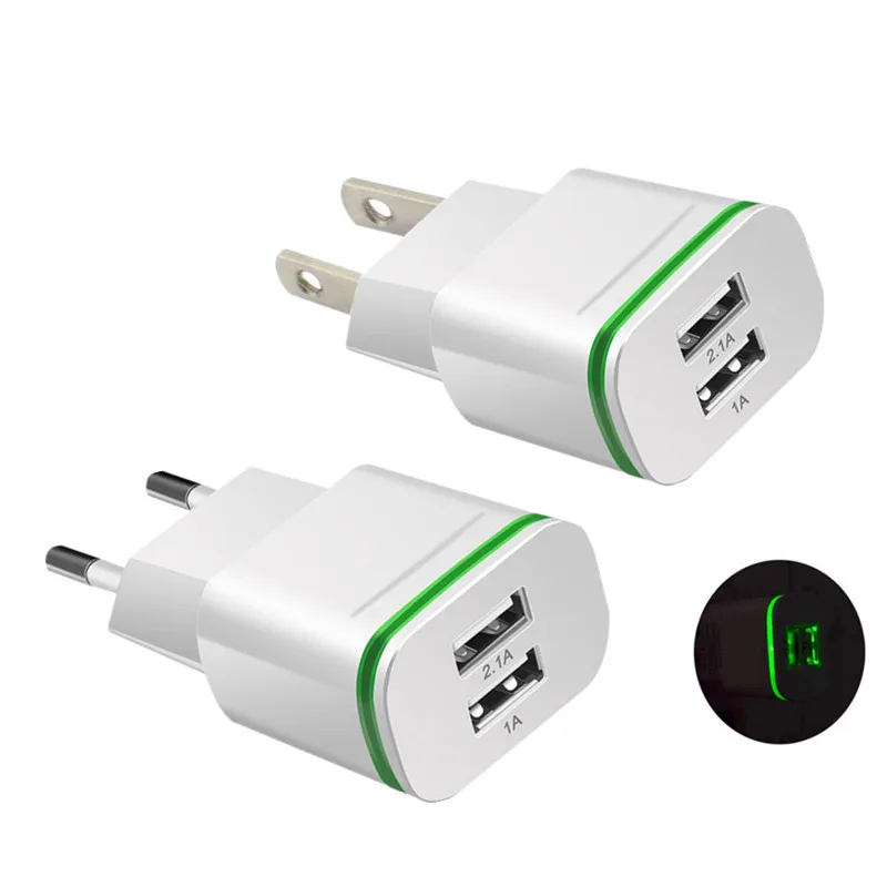 Хорошая Светодиодная лампа 5V 2.1A ЕС/США Подключите телефон USB зарядное устройство