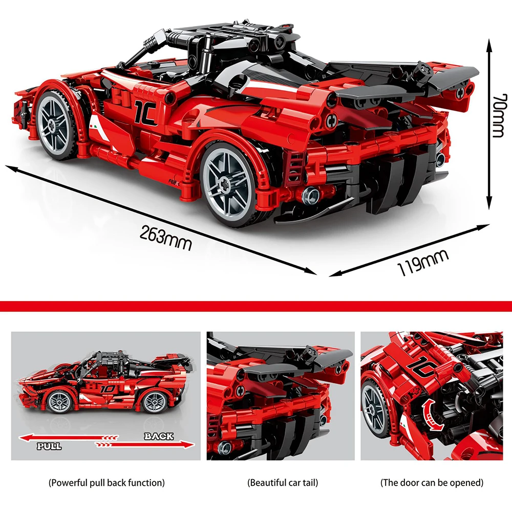 2021 MOC технический Супер спортивный автомобиль серия Sian Ferraried FXX модель Speed