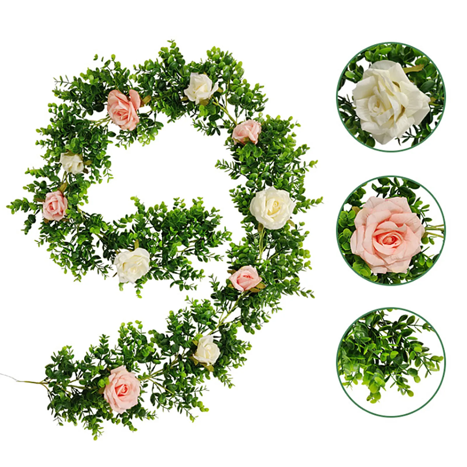 

Искусственный цветок ротанг, искусственные розы лоза висит цветы зеленые листья гирлянда романтический свадебный фон настенный Декор для ...