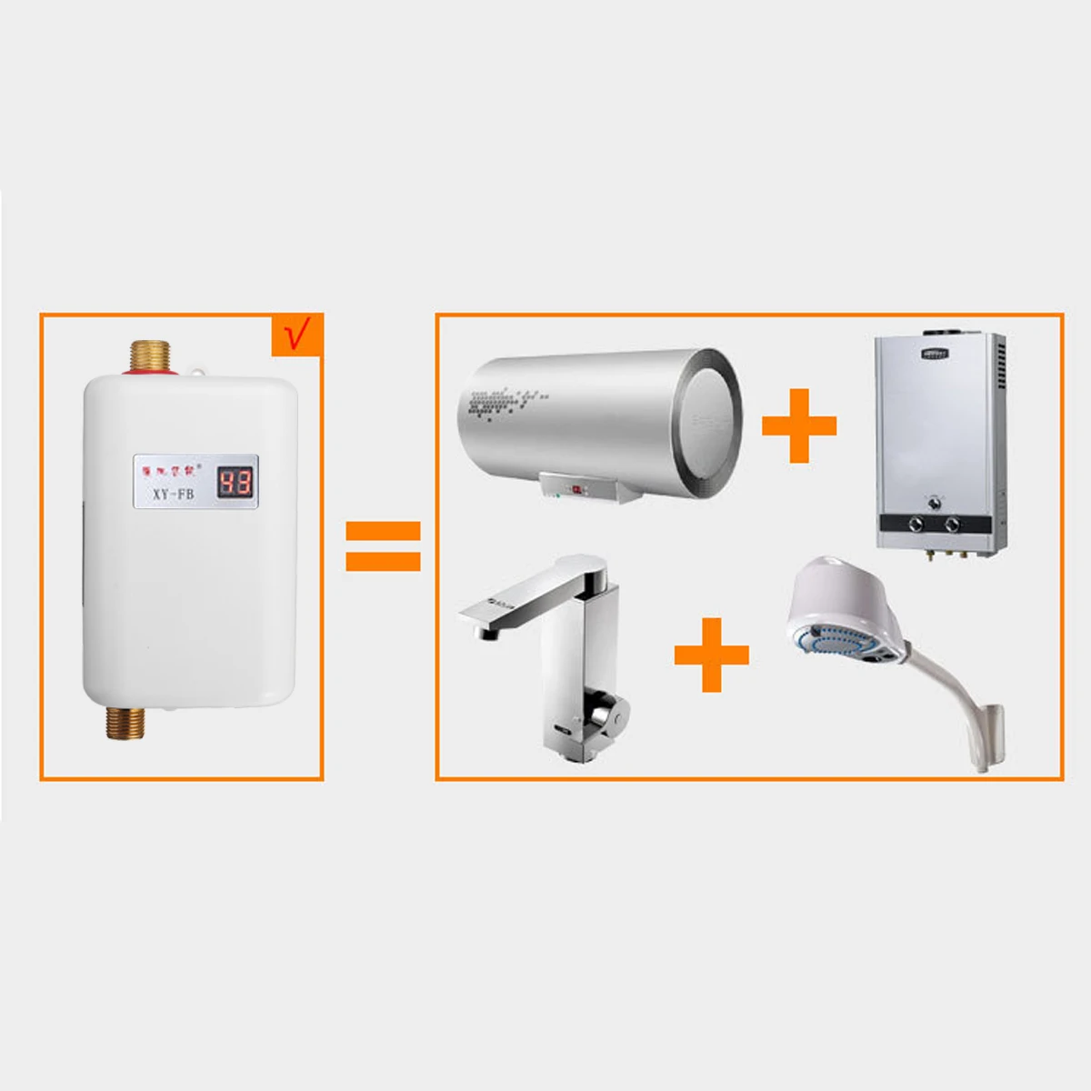 

110/220V 3800W Tankless Electric Water Heater Bathroom Kitchen Instant Water Heater Temperature display Heating Shower Universal