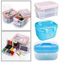 clear storage container tool box sewing thread spools case cosmetic art craft organizer home