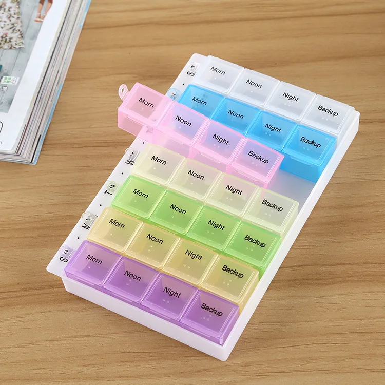 

7 Days 28 Ear Stud Ring Portable Large Capacity Storage Box Independent Cover Sub-Package Plastic Storage Box