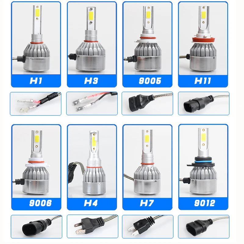 

Fccemc 2Pcs LED Car Headlight Bulb 12V 6000K 72W 7200LM H7 H1 H3 H4 H8 H9 H11 9006 9005 HB3 H10 H27 880 881 9012 Auto Headlamps