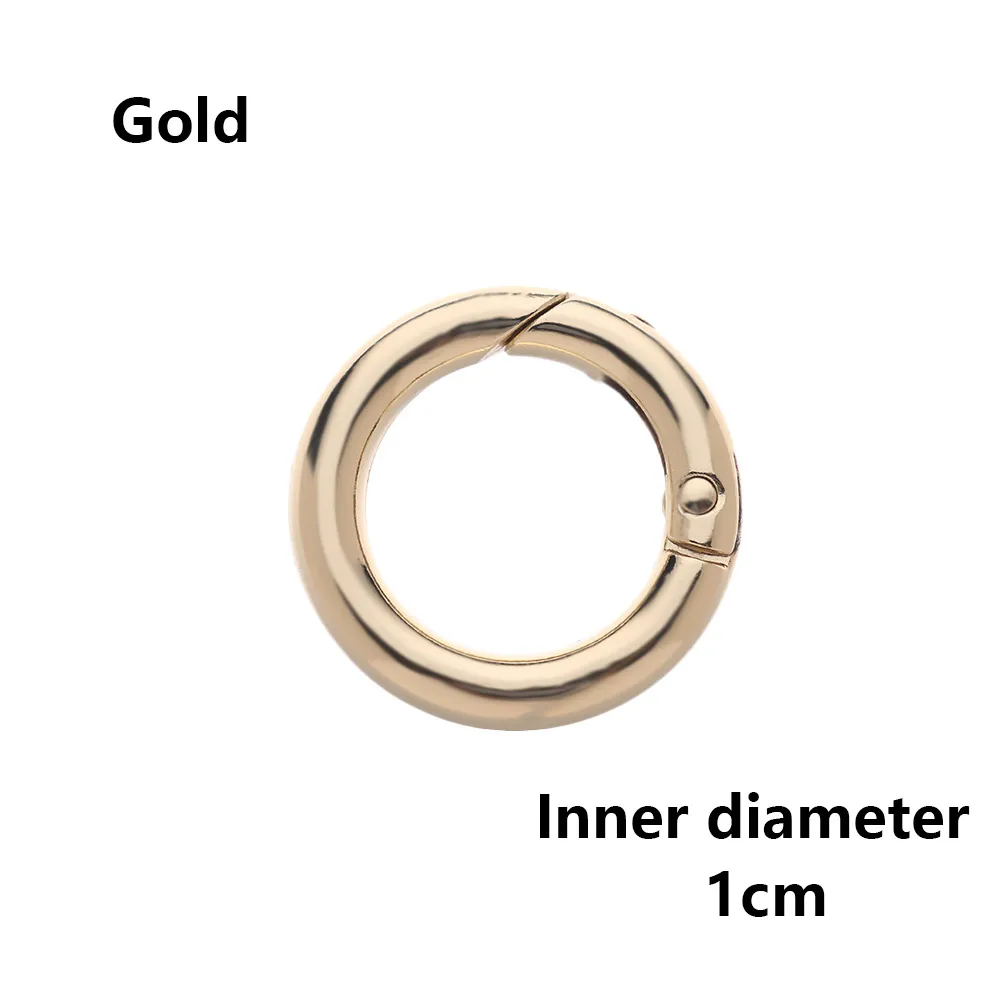 gold 1cm 2 шт., оцинкованный сплав, пружина для ворот, уплотнительное кольцо, пряжки-зажимы, карабин, кошельки, сумки, Круглый пусковой крючок, карабин - Цвет: gold 1cm