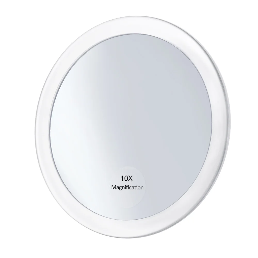 

FRCOLOR 10x Magnifying Round Mirror Make Mirror Folding Pocket Cosmetic Mirror Magnification Compact Mirror with 3 Suction