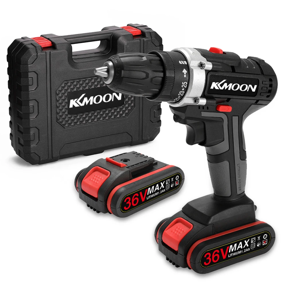 Электрическая дрель KKMoon 36 В беспроводная высокомощная ручная с 2 литиевыми